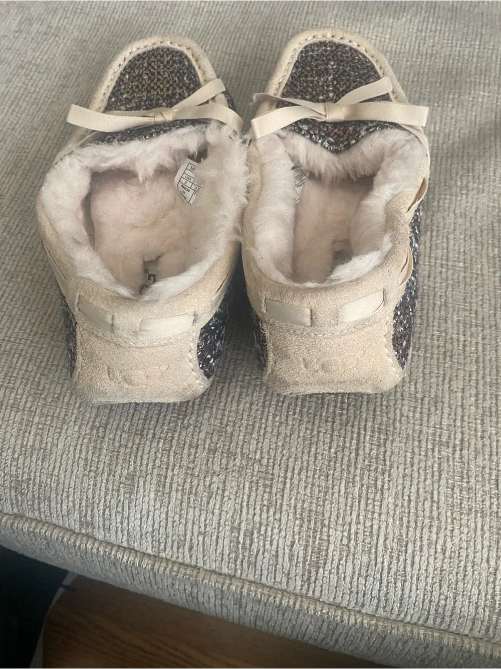UGG  Sequin Moccasin Slippers in Gold and Cream
